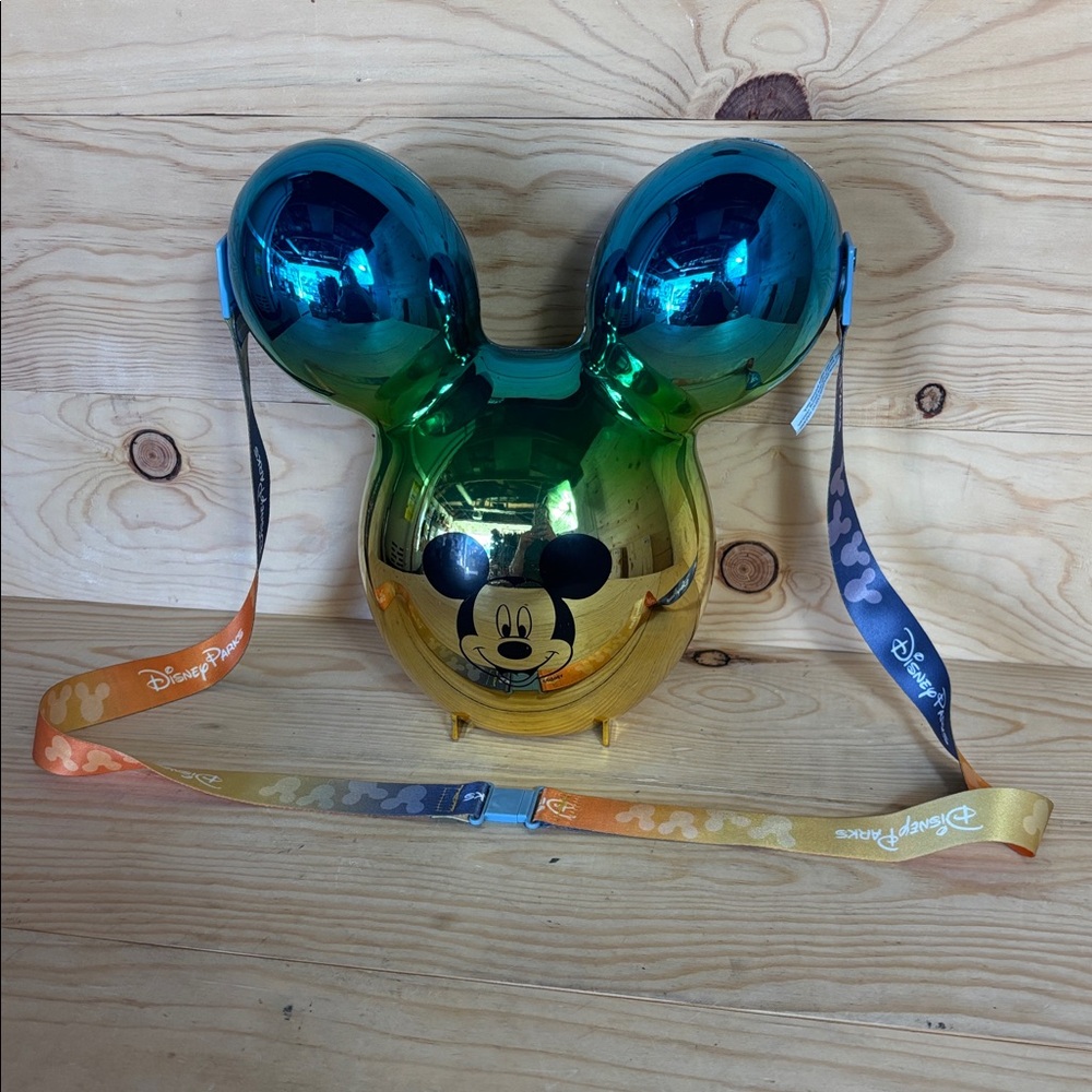 Disney Parks Metallic Blue and Green Mickey Mouse Popcorn Holder - Picture 2 of 7